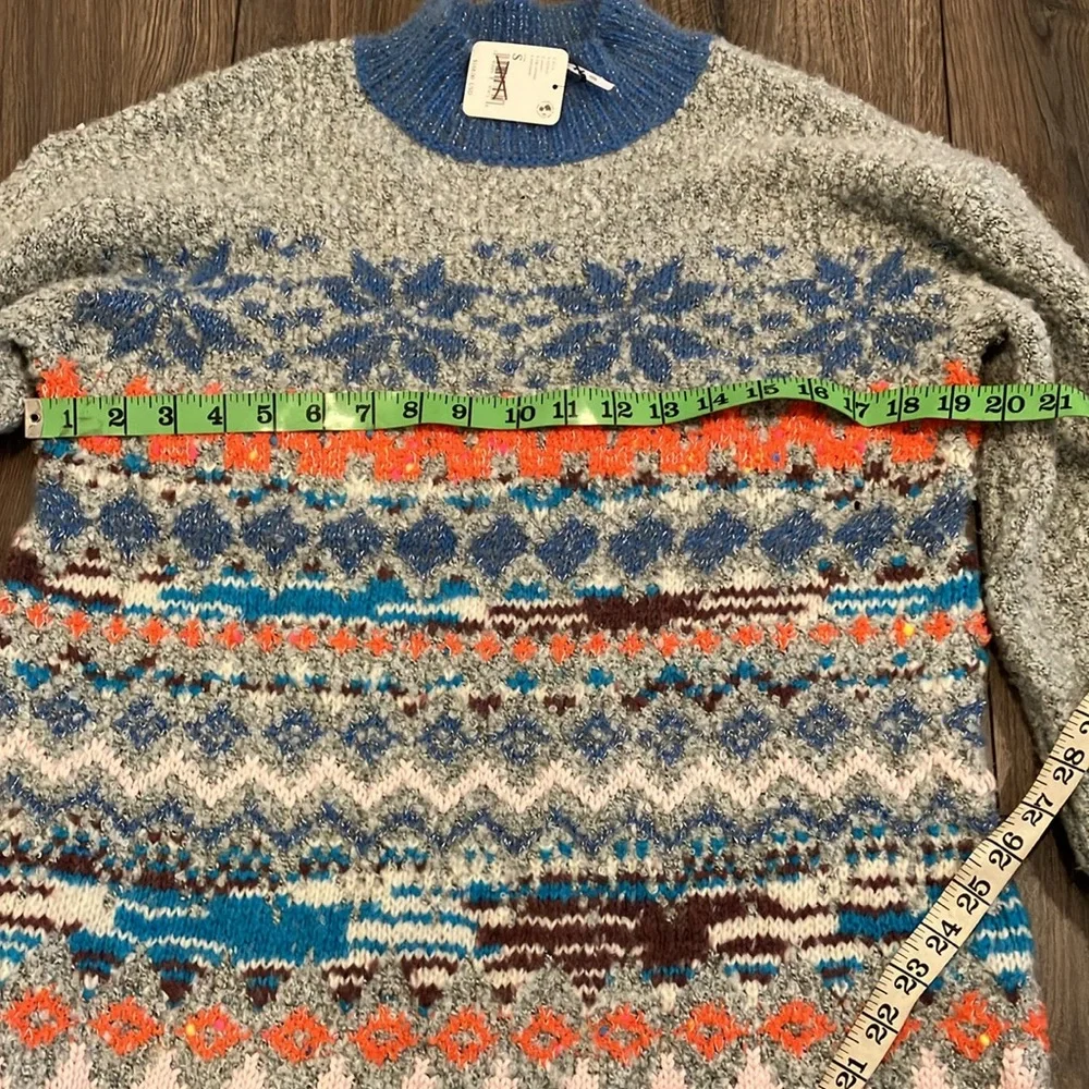 Free People Gray Fair Isle Snow Bunny Sweater Dress Small - Picture 8 of 9